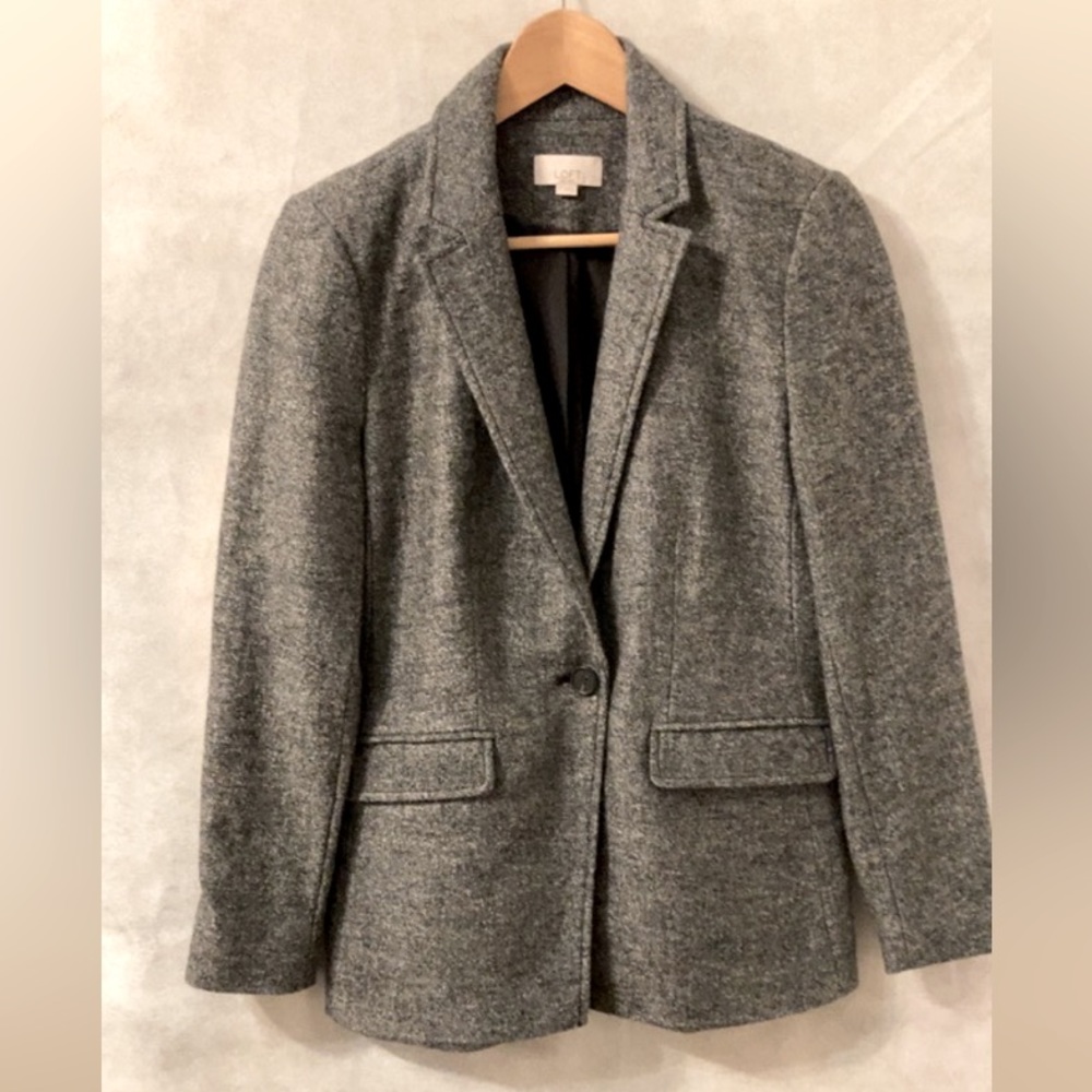 Loft Herringbone Wool Blazer